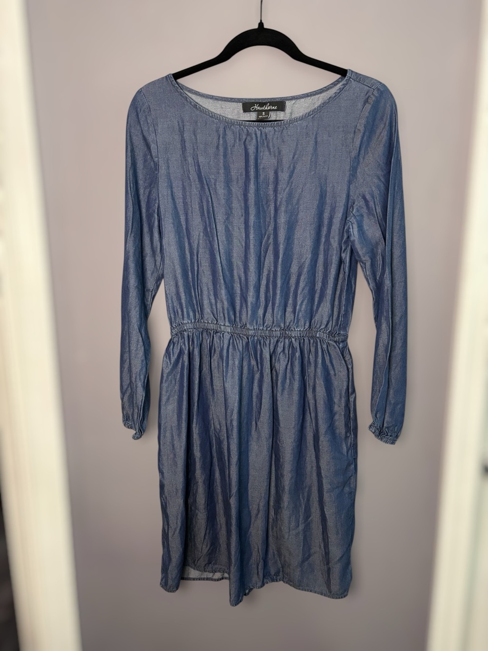 Hawthorne Blue Chambray Balloon Sleeve Dress Medium